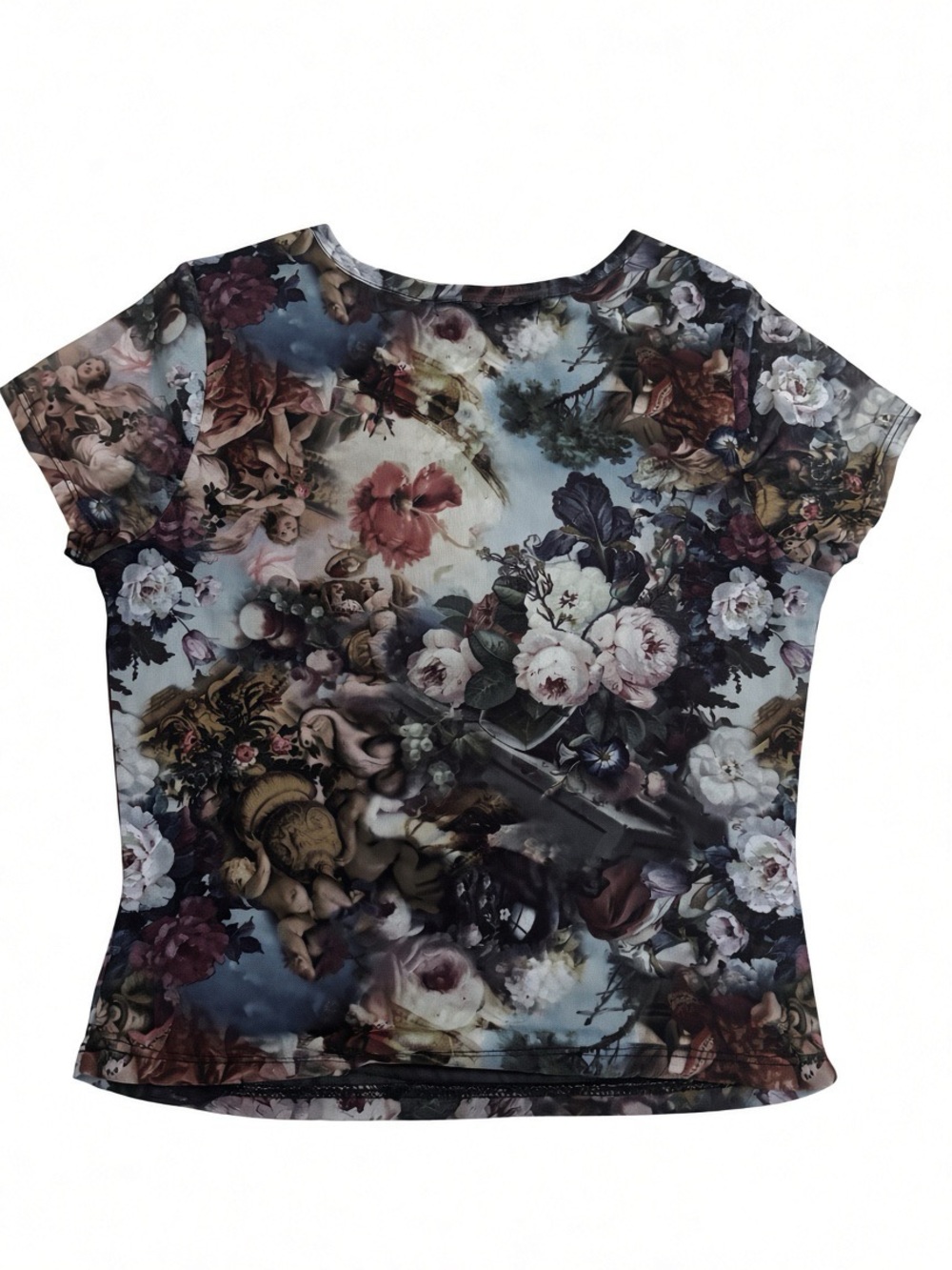 Madden Girl Floral Cherub Print Crop Top - Multicolor